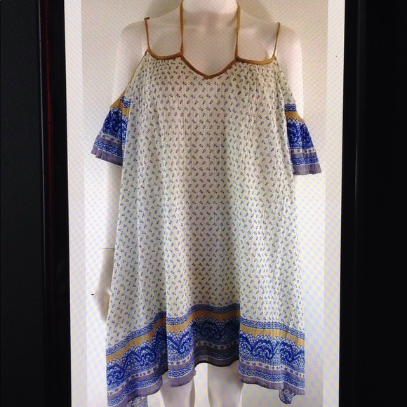 Free People Boho Print Cold Shoulder Tunic Dress - Picture 2 of 8